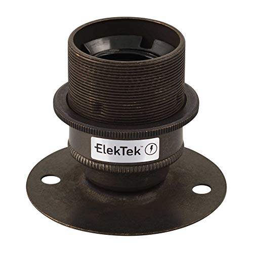 ES E27 Lampenfassung mit Lampenschirm-Ring, ideal für Vintage Glühfadenlampen, Bronze von ElekTek