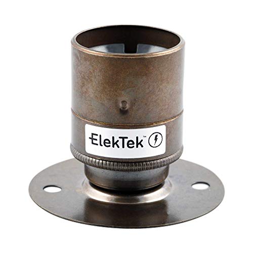 ElekTek ES E27 Edisongewinde Fester Sockel Lampenfassung mit Glattmantel Ideal zur Aufbaumontage von Vintage-Filament-Lampen Messing Antik von ElekTek