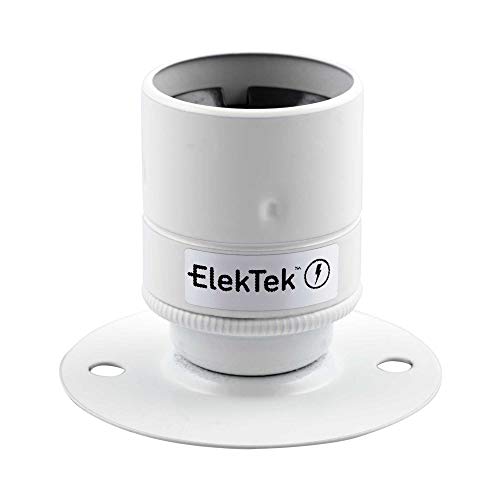 ElekTek ES E27 Edisongewinde Fester Sockel Lampenfassung mit Glattmantel Ideal zur Aufbaumontage von Vintage-Filament-Lampen Weiß Glänzend von ElekTek