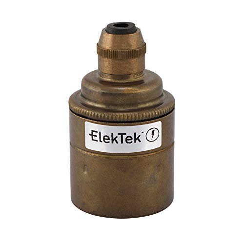 ElekTek ES E27 Edisongewinde Hängelampenfassung mit Zugentlastung mit Glattmantel Ideal für Vintage-Filament-Lampen Messing Antik von ElekTek