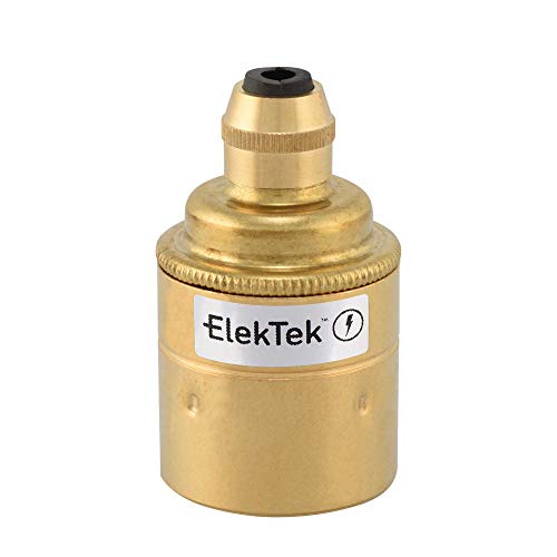 ElekTek ES E27 Edisongewinde Hängelampenfassung mit Zugentlastung mit Glattmantel Ideal für Vintage-Filament-Lampen Messing von ElekTek