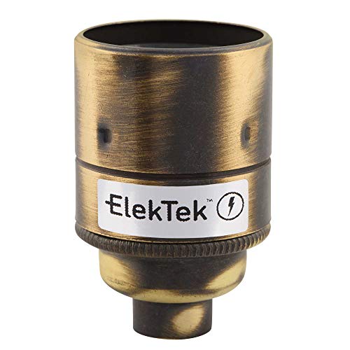 ElekTek ES E27 Edisongewinde Lampenfassung aus Messing Glattmantel 10-mm-Einführung Ideal für Vintage-Filament-Lampen Messing Antik Gebürstet von ElekTek