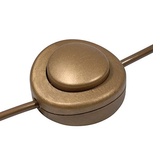 ElekTek Fußschalter Tretschalter Schnur-Druckschalter. 2 Amp. Größe Durchmesser 65 mm - 2- oder 3-adriges Kabel verwenden - Farben Gold Effekt von ElekTek