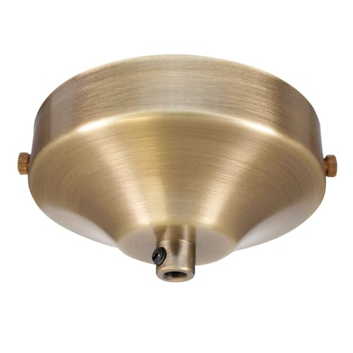 ElekTek Konkave Deckenrosette Durchmesser 100 mm mit Haltebügel und Zugentlastung. Ideal für Vintage-Filament-Hängelampen. Metall- und Pulverbeschichtungen Messing Antik von ElekTek