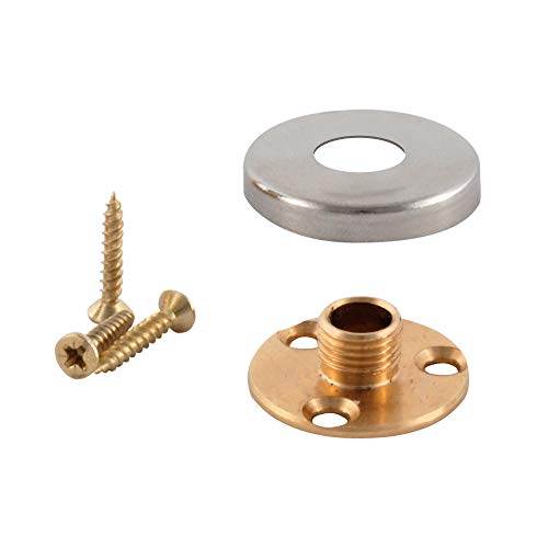 ElekTek Leuchtenbau Scheibennippel Aufbauscheibe aus Messing - 10 mm Außengewinde mit Schrauben und Kaschierung Abdeckring - Für 100 mm Lampenfassung E27 Nickel von ElekTek
