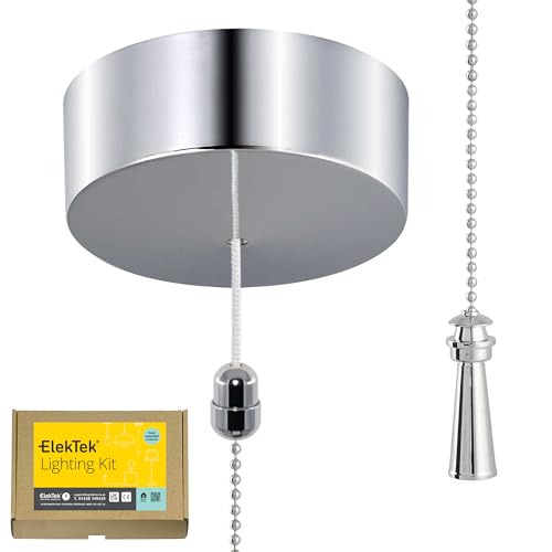 ElekTek Lichtzugschalter-Kit mit Zugkette und Stecker Leuchtturm (Chrom, Zylinder) von ElekTek