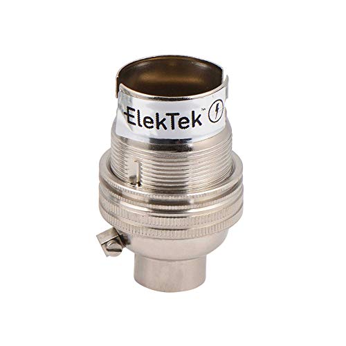 Nickel Versilbert Messing Lampe Halter 10 mm Bajonettsockel B22 mit Schirmträgerring * * Hergestellt in Großbritannien * * von ElekTek