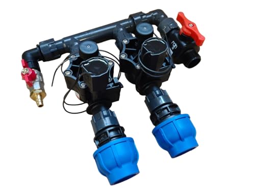 Rain Verteiler 2-fach 3-fach 4-fach 5-fach 6-fach Ventilverteiler 1" SET mit Magnetventil RN155 Plus IG Kupplungen DN25 DN32 Druckluftanschluss und Ventil (DN25, Verteiler 2-fach) von Elektro Softmarkt