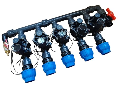 Rain Verteiler 2-fach 3-fach 4-fach 5-fach 6-fach Ventilverteiler 1" SET mit Magnetventil RN155 Plus IG Kupplungen DN25 DN32 Druckluftanschluss und Ventil (DN25, Verteiler 5-fach (2+3)) von Elektro Softmarkt