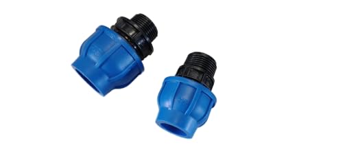 Rain Verteiler 2-fach 3-fach 4-fach Ventilbox Verschraubung Nippel Verbinder T-Stück Winkel Kappe Kugelventil Kupplung 1" AG IG Zubehör (PE Kupplung 1" AG auf DN25) von Elektro Softmarkt