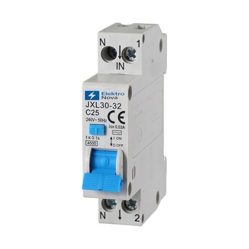 ELEKTRONOVA Leitungsschutzschalter 1P+N 25A 4.5kA 30mA - 1 DIN-Module - 220V von ElektroNova