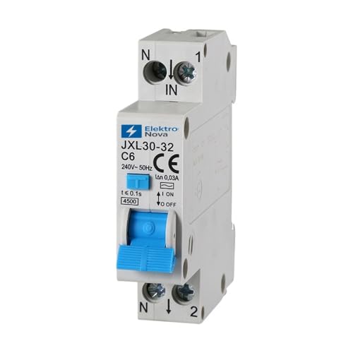 ELEKTRONOVA Leitungsschutzschalter 1P+N 6A 4.5kA 30mA - 1 DIN-Module - 220V ELEKTRONOVA Leitungsschutzschalter 1P+N 6A 4.5kA 30mA - 1 DIN-Module - 220V von ElektroNova