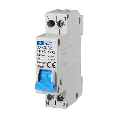 ELEKTRONOVA Leitungsschutzschalter 1P+N C32 32A 4.5kA - 1 DIN Modul - 220V ELEKTRONOVA Leitungsschutzschalter 1P+N C32 32A 4.5kA - 1 DIN Modul - 220V von ElektroNova
