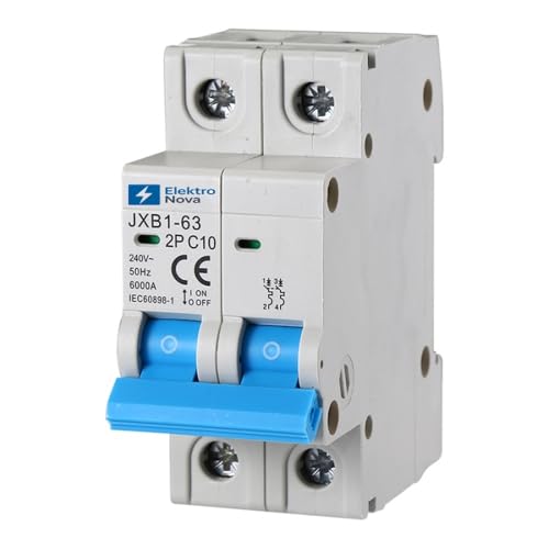 ELEKTRONOVA Leitungsschutzschalter 2P C10 10A 6kA - 2 Module DIN - 220V von ElektroNova