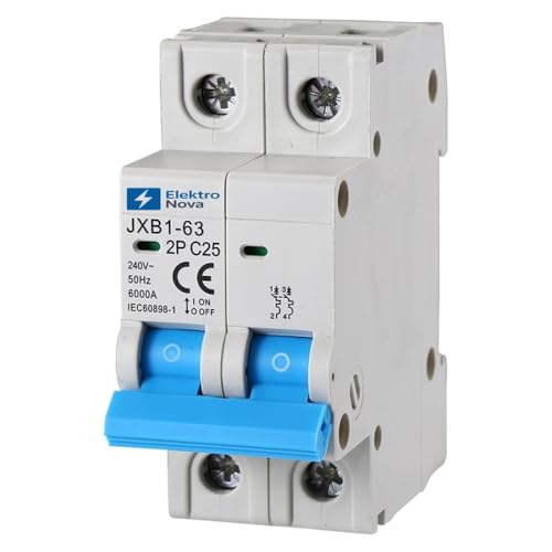 ELEKTRONOVA Leitungsschutzschalter 2P C25 25A 6kA - 2 Module DIN - 220V von ElektroNova