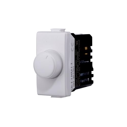 Elektronova Bticino Matix kompatibler Drehreglerdimmer für ohmsche Lasten 100W-1000W ON/OFF Farbe Weiß - Packung 1 Stück von ElektroNova