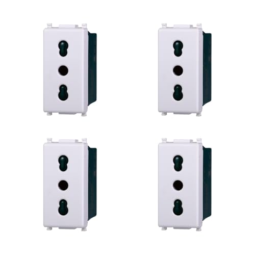 Elektronova Bypass-Steckdose 2P+T 10/16A 250V Weiß kompatibel Vimar Plana Kit 4 Stück 2001 von ElektroNova