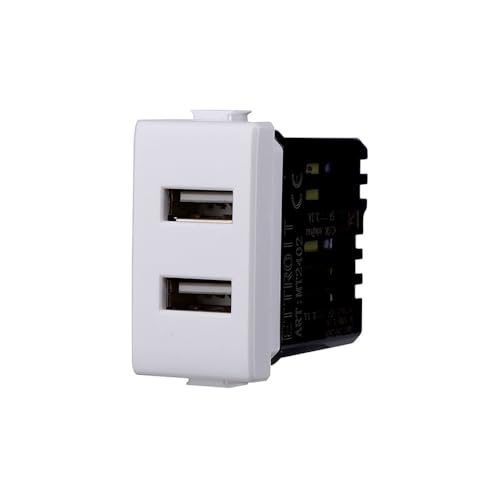 Elektronova Dual USB Type-A Ladebuchse kompatibel Bticino Matix 5VDC 2.1A Farbe Weiß - Packung mit 1 Stück Elektronova Dual USB Type-A Ladebuchse kompatibel Bticino Matix 5VDC 2.1A Farbe Weiß - Packung mit 1 Stück von ElektroNova