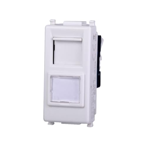 Elektronova Netzwerkdose RJ45 Cat.6 UTP weiß kompatibel Vimar Plana 2356 von ElektroNova