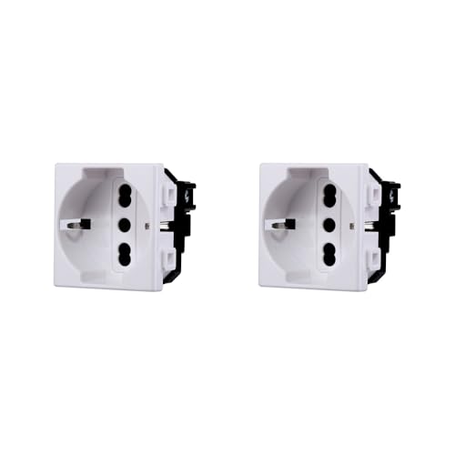 Elektronova Schuko-Steckdose 2P+T 10/16A 230V kompatibel Bticino Matix weiß - Packung mit 2 Stück von ElektroNova