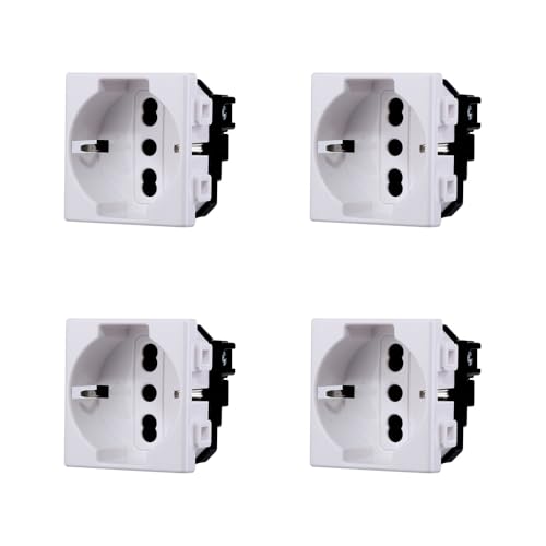 Elektronova Schuko-Steckdose 2P+T 10/16A 230V kompatibel Bticino Matix weiß - Packung mit 4 Stück von ElektroNova