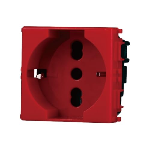 Elektronova Schuko Steckdose 2P+T 10/16A 250V Rot kompatibel Vimar Plana 2116 von ElektroNova