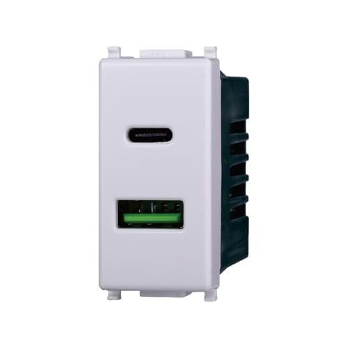 Elektronova Steckdose USB Type-A+C 5V 3.1A Ladegerät Weiß kompatibel Vimar Plana Doppel-Ladegerät 3002 von ElektroNova