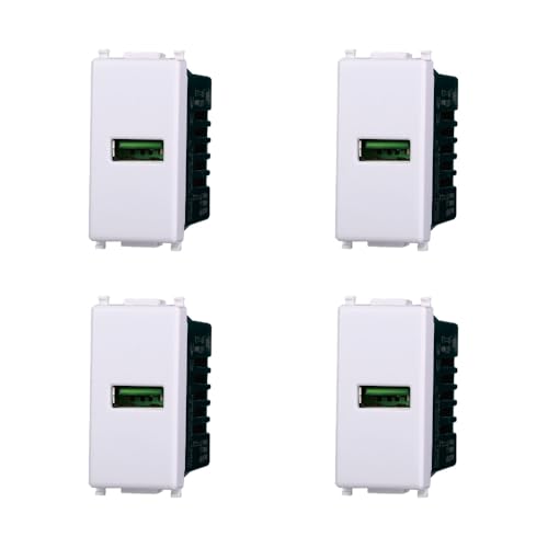 Elektronova Steckdose USB Type-A 5V 2.1A Weiß Ladegerät kompatibel Vimar Plana Kit 4 Stück 2401 von ElektroNova