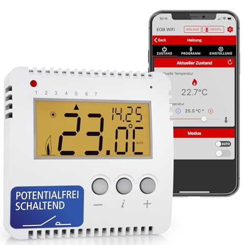 ELEKTROBOCK PT14-NP-P WiFi - Smart WLAN Raumthermostat 230V - Heizungssteuerung per APP – Aufputzmontage - 16 A potentialfrei - Einstellbare Wochenprogramme und Zusatzfunktionen von Elektrobock