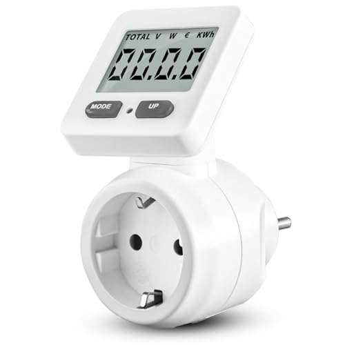 Elektrobock EMF-2 Stromzähler für Steckdose mit drehbarem Display | Strommessgerät bis 3680 Watt | Energiekostenmessgerät mit Kindersicherung | Stromverbrauchsmesser von Elektrobock