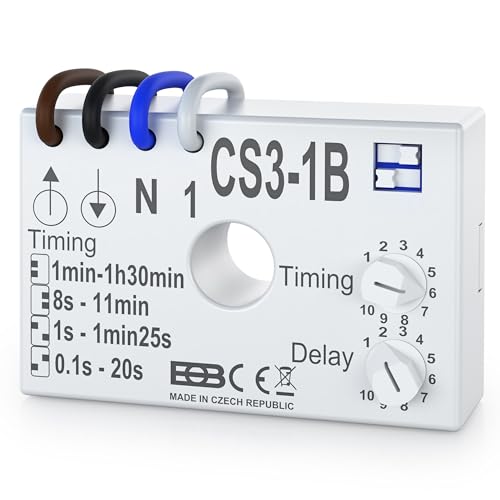 ELEKTROBOCK CS3-1B Zeitrelais, Nachlaufrelais 230 V, Für Lüfter & Beleuchtung, Unterputz-Einbau mit Kabelverbindungen von Elektrobock