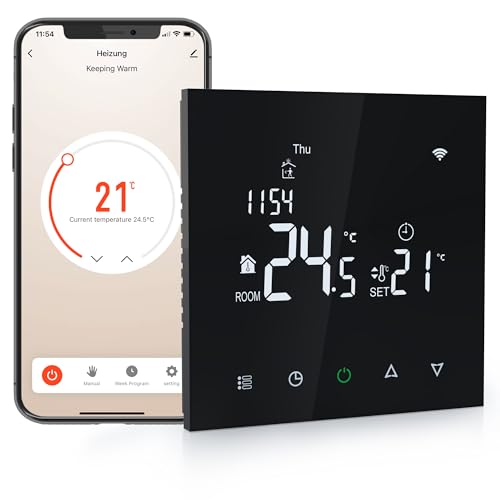 Elektrobock PT740B-EI Raumthermostat mit WiFi | Smartes Thermostat für Fußbodenheizung & Elektroheizung | 6 Programme/Tag | Geofencing & Fenster-Offen-Erkennung | 230V, 16A von Elektrobock