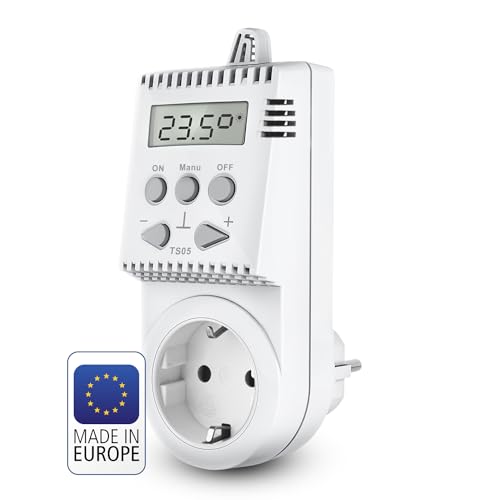 ELEKTROBOCK TS05 Steckerthermostat - Einfach zu Bedienen - Elektrische Heizungen - Infrarotheizung und Heizlüfter - Einstellbarer Temperaturbereich mit Frostschutz von Elektrobock