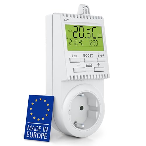 ELEKTROBOCK TS30 Steckdosen-Thermostat | Temperaturregler 230V für Elektro- & Infrarotheizung | Programmierbares Thermostat für Steckdose mit Display & Timer | Heiz- & Kühlfunktion von Elektrobock
