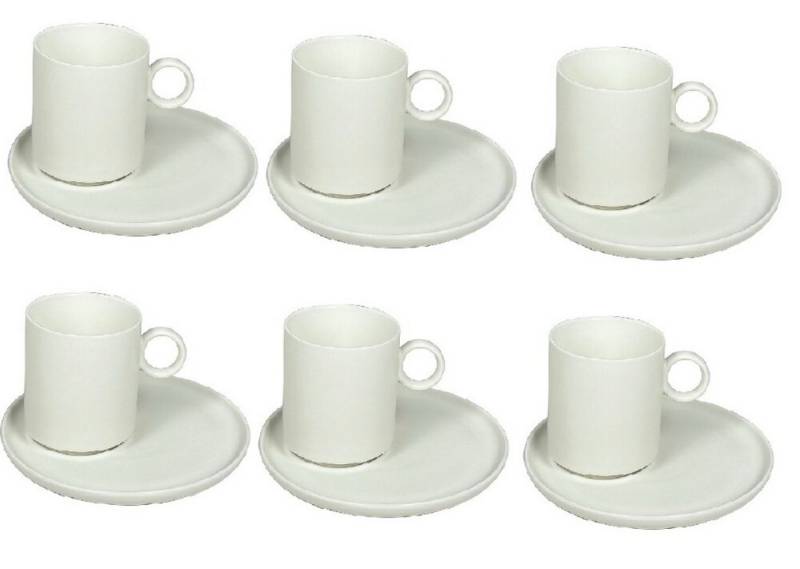 Schäfer Elektronik Kaffeeservice Elegante Kaffeetassen 12-teilig aus Porzellan mit Unterteller - 220 ml von Schäfer Elektronik