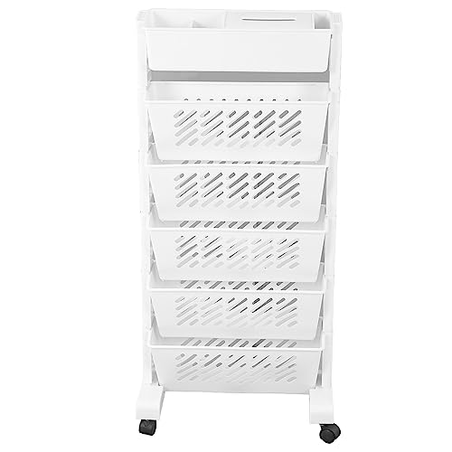 Elelif Weißes Aufbewahrungs-Organizer-Regal, abnehmbares, bewegliches Bücherregal aus Kunststoff, drehbar, abnehmbar, kompakte Größe, Heim-Arbeitszimmer (6 Schichten) von Elelif