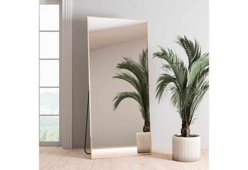 Elemango Ganzkörperspiegel 165x60cm, stehender Spiegel, großer Boden-Spiegel, mit Alu-Rahmen, Ganzkörperspiegel mit Rahmen,Wandmontage und dünner Rahmen von Elemango