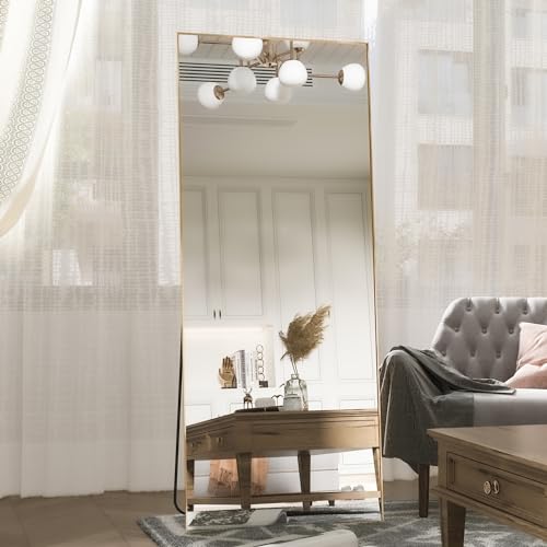 Elemango Spiegel 165x60cm in voller Länge, Standspiegel Standspiegel, Großer Goldspiegel, Rechteckspiegel, Hängen stehend oder gelehnt, Schlafzimmer Spiegel Wandspiegel (Gold) von Elemango