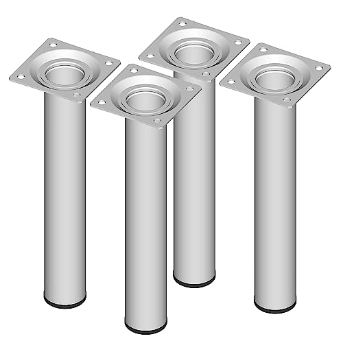 Element System 18133-00259 Möbelfuß rund – Stahlrohrfuß, ideal als Tischbein für die Gestaltung individueller Möbelstücke – Ø 30 mm, Weiß, Länge 200 mm, 4 Stück von Element System