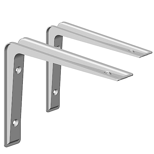 Element System Wandkonsole Alido – leichte funktionelle Metall-Konsole für diverse Anwendungen, ideal für Wandregale – 80 x 120 mm, Weiß, 2 Stück von Element System