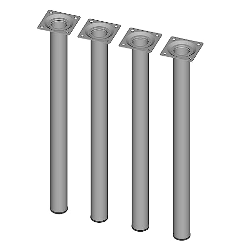 Element System 18133-00273 Möbelfuß rund – Stahlrohrfuß, ideal als Tischbein für die Gestaltung individueller Möbelstücke – Ø 30 mm, Weißaluminium, Länge 500 mm, 4 Stück von Element System