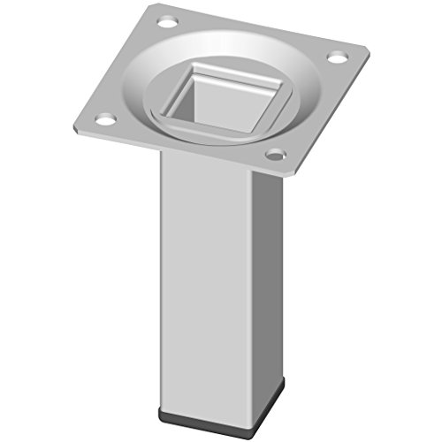 Element System 18133-00286 Möbelfuß eckig – Vierkant-Metallfuß, ideal als Tischbein für die Gestaltung individueller Möbelstücke, Weiß, 25 x 25 mm, Länge 100 mm, 4 Stück von Element System