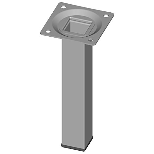 Element System 4 Stück Stahlrohrfüße eckig Tischbeine, Möbelfüße Inklusive Anschraubplatte, 4 Farben, 10 Abmessungen, 15 cm, weiß-aluminium, 18133-00291 von Element System