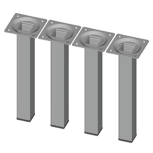 Element System 18133-00294 Möbelfuß eckig – Vierkant-Metallfuß, ideal als Tischbein für die Gestaltung individueller Möbelstücke, Weißaluminium, 25 x 25 mm, Länge 200 mm, 4 Stück von Element System