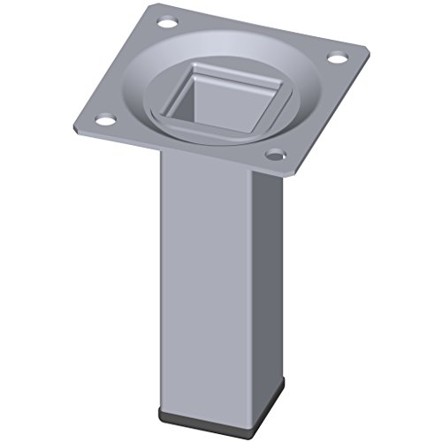 Element System 18133-00353 Möbelfuß eckig – Vierkant-Metallfuß, ideal als Tischbein für die Gestaltung individueller Möbelstücke, Chrom, 25 x 25 mm, Länge 100 mm, 4 Stück von Element System