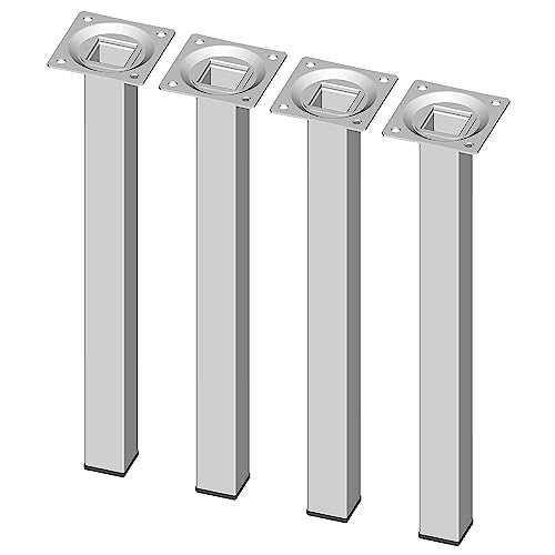 Element System 18133-00298 Möbelfuß eckig – Vierkant-Metallfuß, ideal als Tischbein für die Gestaltung individueller Möbelstücke, Weiß, 25 x 25 mm, Länge 300 mm, 4 Stück von Element System