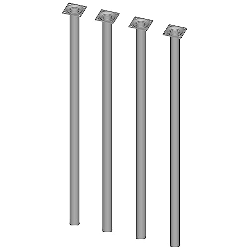 Element System 18133-00285 Möbelfuß rund – Stahlrohrfuß, ideal als Tischbein für die Gestaltung individueller Möbelstücke – Ø 30 mm, Weißaluminium, Länge 800 mm, 4 Stück von Element System