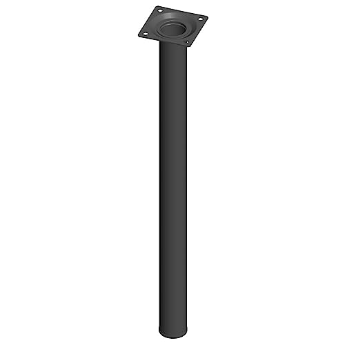 Element System Stahlrohrfüße rund, Tischbeine, Möbelfüße inklusive Anschraubplatte, Länge 50 cm, Durchmesser 30 mm, Farben schwarzmatt 11100-00185 von Element System