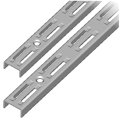 DIY Element System WANDSCHIENE 2-reihig – stabile Aufhängeschienen zur flexiblen Montage von Regalsystemen, für Wandregale – 50 cm, Stahl, Weißaluminium, 2 Stk von Element System