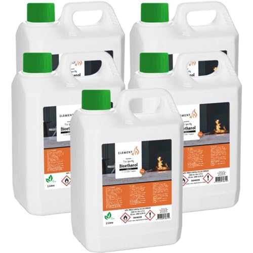 Element4 Bioethanol 25 Liter Geruchlos– Premium Bioethanol, 96,6% - passend für alle Ethanol Kamine (Bio Ethanol Kamin Indoor und Bioethanol Tischfeuer) – Optimale Brenndauer von Element4